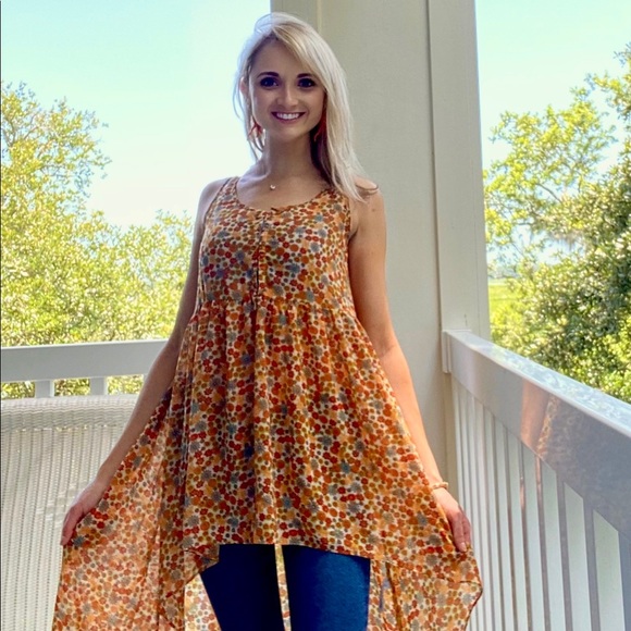 Long Floral Duster Blouse High Low Top F21 - Small - Picture 6 of 6